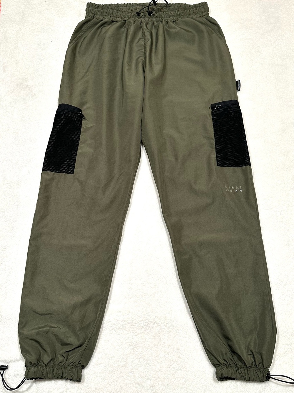 boohooMAN Olive Green Utility Drawstring Cargo Jogger Pant Women’s Large